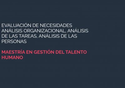 Evaluación de necesidades: Análisis organizacional, análisis de las tareas, análisis de las personas (6)